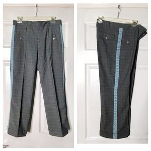 Intuitions Gray Plaid Lace Detail Pants Size 6 NWOT